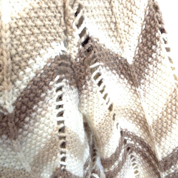 Vintage Lucky Brand Chevron Wool Alpaca Blend Belted Pointelle Cardigan Size XL - Picture 4 of 9